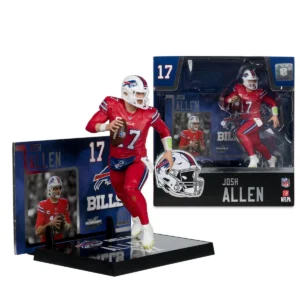 NFL SportsPicks 2025 Buffalo Bills Josh Allen Red Color Rush Jersey 7-Inch Posed Figure