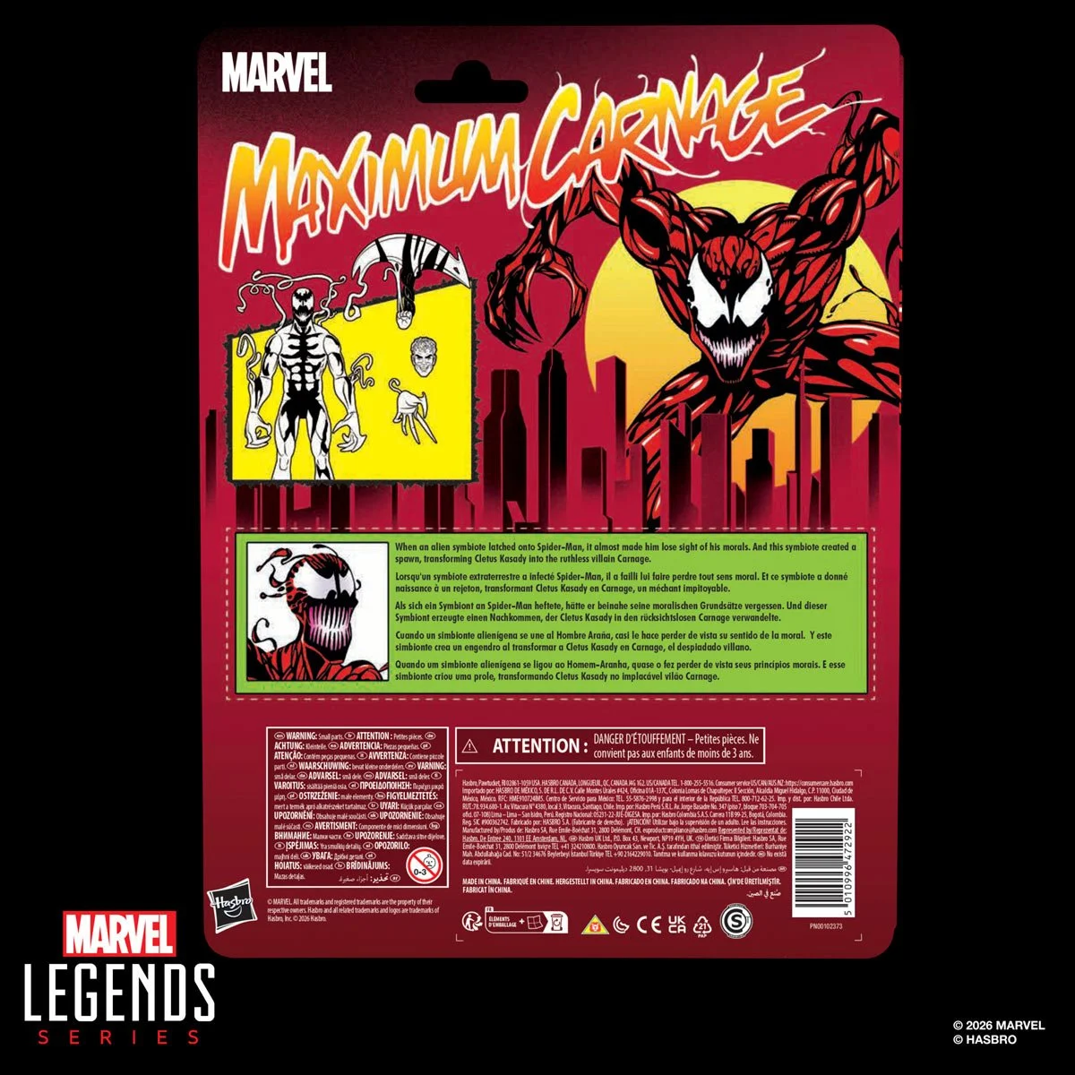 Spider-Man Maximum Carnage Marvel Legends Series Carnage Retro Cardback 6-Inch Action Figure - Image 11